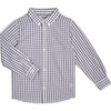 Lucas Long Sleeve Button Down Shirt, Grey Gingham - Shirts - 1 - thumbnail