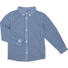 Lucas Long Sleeve Button Down Shirt, Mini Blue Gingham - Shirts - 1 - thumbnail