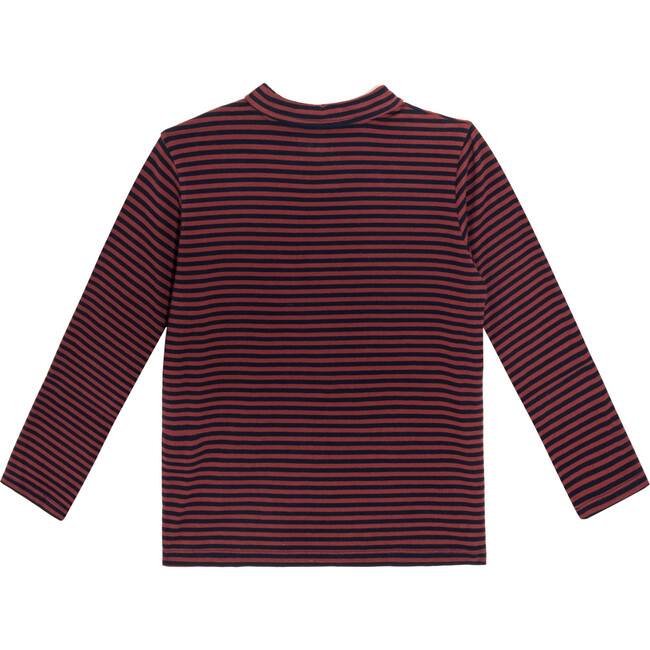 Finley Long Sleeve Polo, Navy & Chocolate Stripe - Shirts - 2