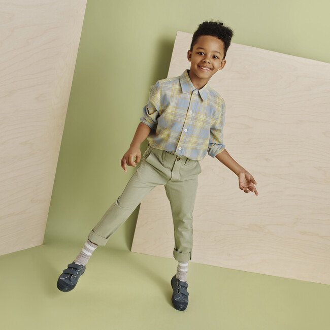 Max Button Down, Blue Yellow Check