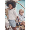 Finn Collarless Button Down, Navy & Green Stripe - Shirts - 2