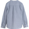 Finn Collarless Button Down, Navy & Green Stripe - Shirts - 3