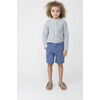 Finn Collarless Button Down, Navy & Green Stripe - Shirts - 4