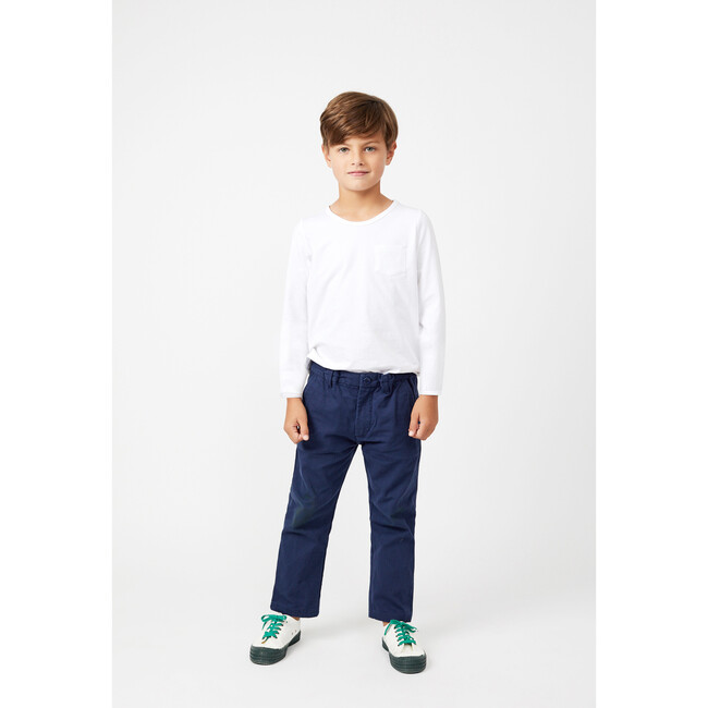 Drew Long Sleeve Pocket Tee, White - Tees - 3