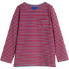 Drew Long Sleeve Pocket Tee, Red & Blue Stripe - Tees - 1 - thumbnail