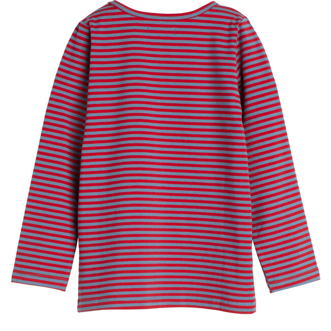 Drew Long Sleeve Pocket Tee, Red & Blue Stripe - Tees - 2