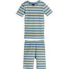 Emerson Short Sleeve Pajama Set, Blue Multi Stripe - Pajamas - 1 - thumbnail