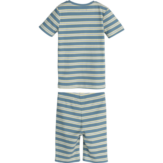 Emerson Short Sleeve Pajama Set, Blue Multi Stripe - Pajamas - 3