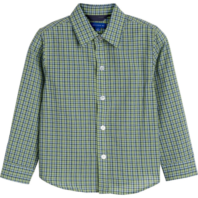 Max Button Down, Green Check - Shirts - 1