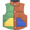 Emery Color-Blocked Puffer Vest, Caramel Multi - Vests - 1 - thumbnail
