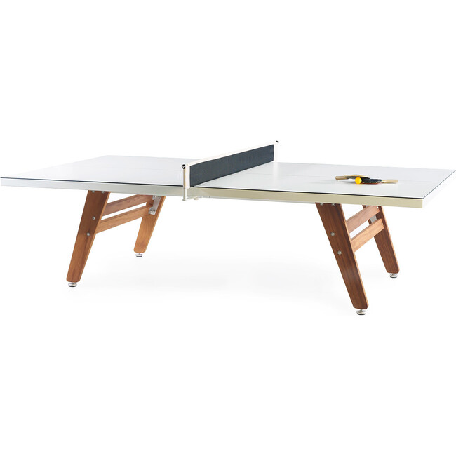 Stationary Ping Pong Table, White/Wood - Ping Pong Tables - 1