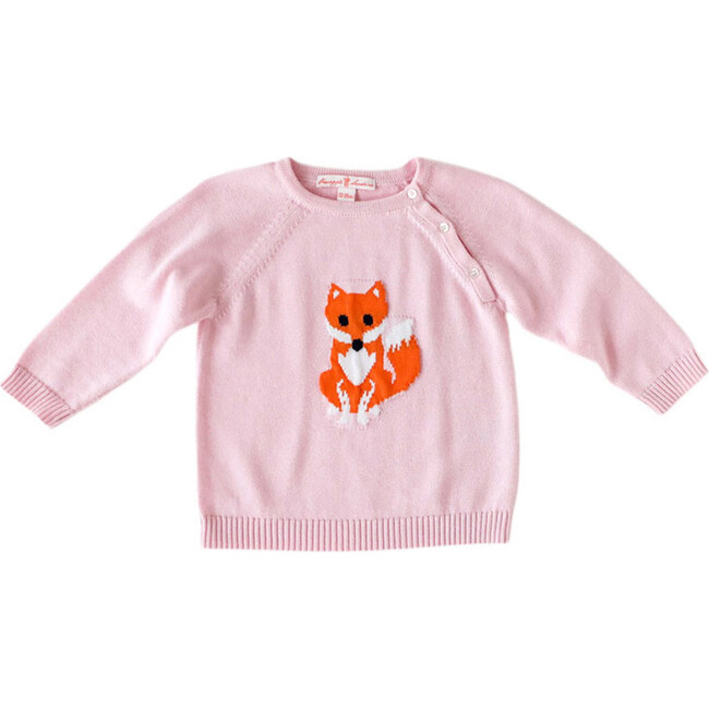 Pink Fox Intarsia Knit Sweater - Sweaters - 1