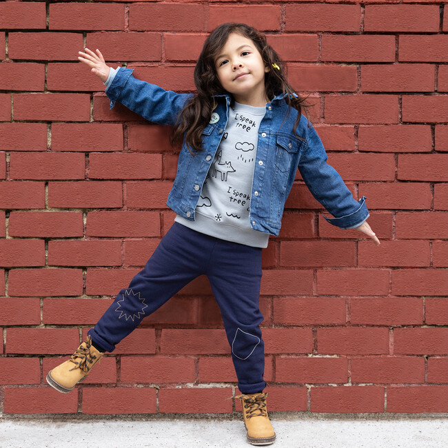 Kid Embroidered Jogger, Navy - Sweatpants - 5