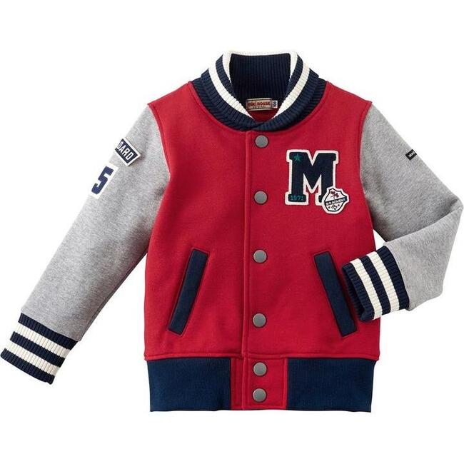 Miki House Classic Stadium Jacket, Red - Jackets - 1