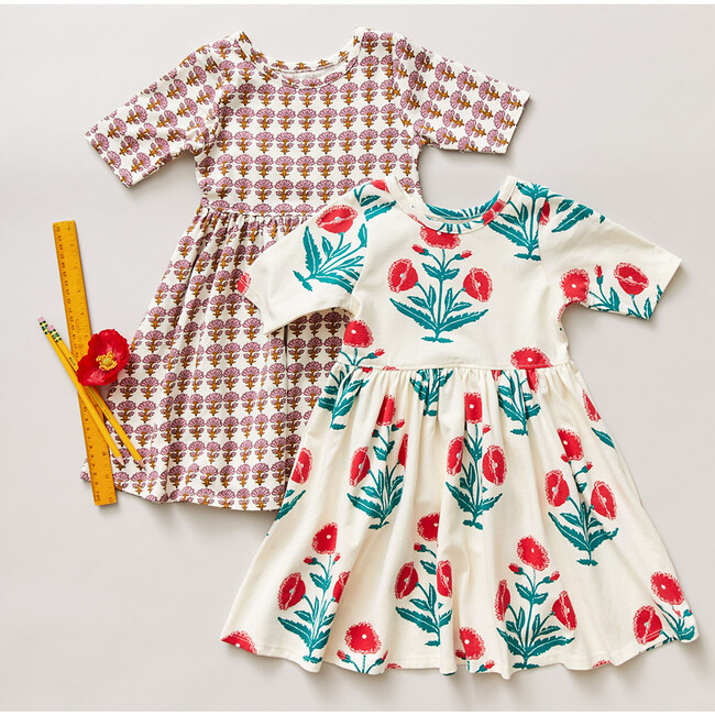 Organic Steph Dress, Ribbon Red Dandelion - Dresses - 4