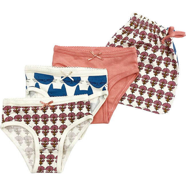 3-Pack Organic Undies, Flower & Brandied Apricot - Underwear - 1