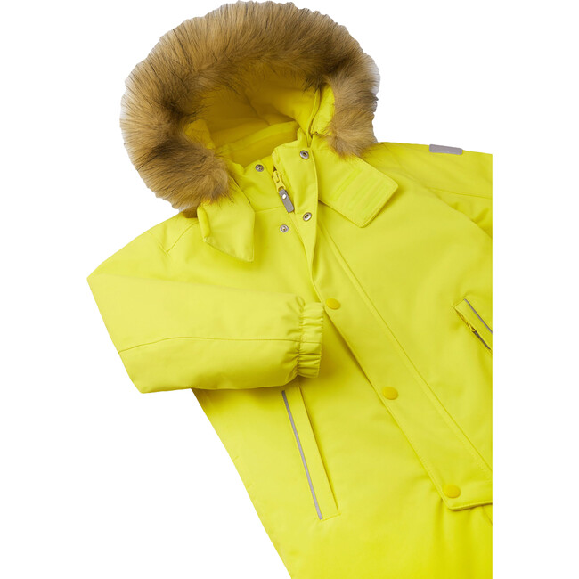 Stavanger Reimatec Winter Overall with Faux Fur Hood, Yellow - Snowsuits - 3