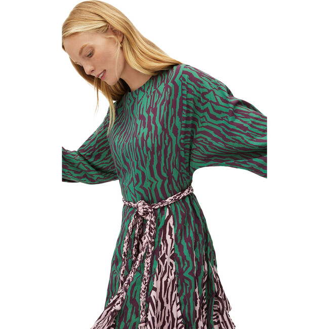 Women's Ella Dress, Pixelated Zebra Green - Dresses - 2