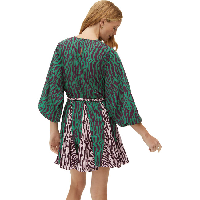 Women's Ella Dress, Pixelated Zebra Green - Dresses - 4
