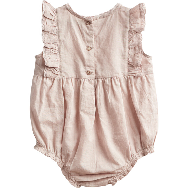 Flutter Sleeve Romper, Beige - Rompers - 4