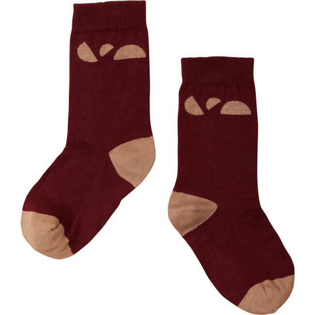 Contrast Heel Socks, Dark Rose