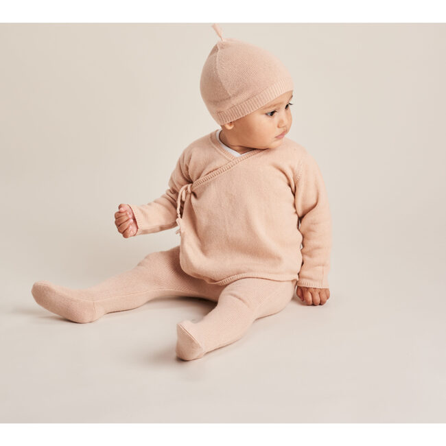 Wrap Top Leggings and Tassel Hat Set, Peach - Mixed Apparel Set - 3