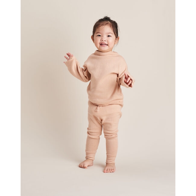 Funnel Sweater and Footless Leggings Set, Peach