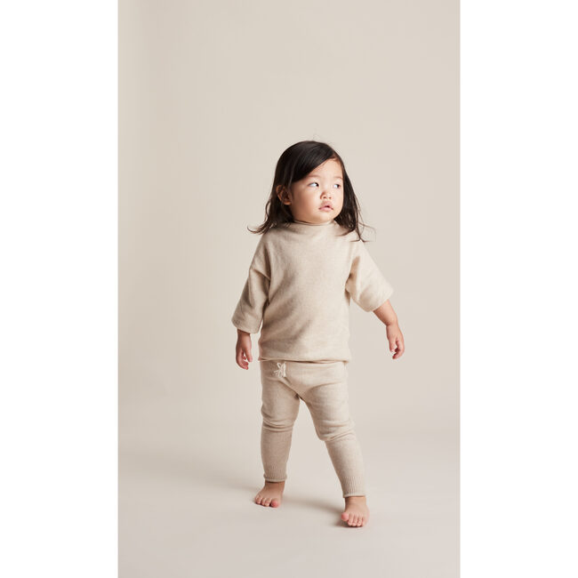 Funnel Sweater and Footless Leggings Set, Oatmeal Marl