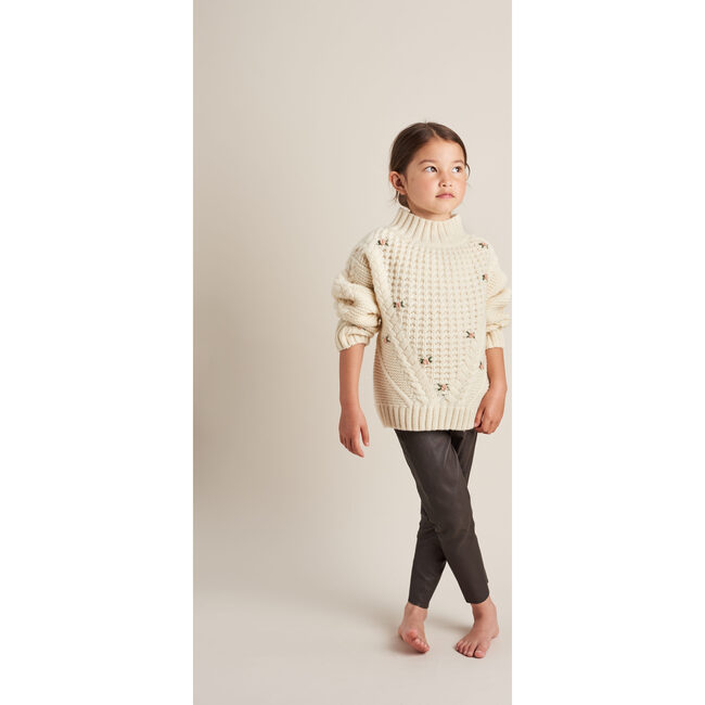Cable Knit Applique Sweater, Ecru - Dresses - 2