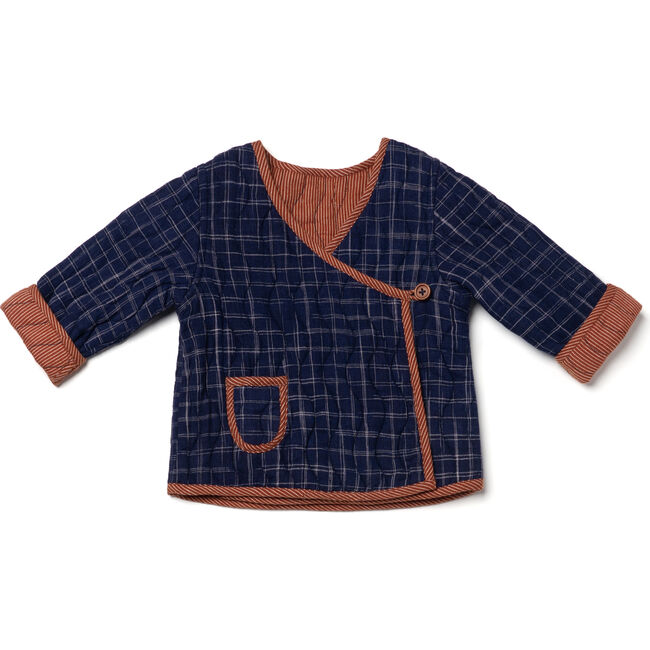 Reversible Baby Cabin Quilted Jacket, Midnight Blue Space Dye & Amber Stripes