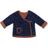 Reversible Baby Cabin Quilted Jacket, Midnight Blue Space Dye & Amber Stripes - Jackets - 1 - thumbnail