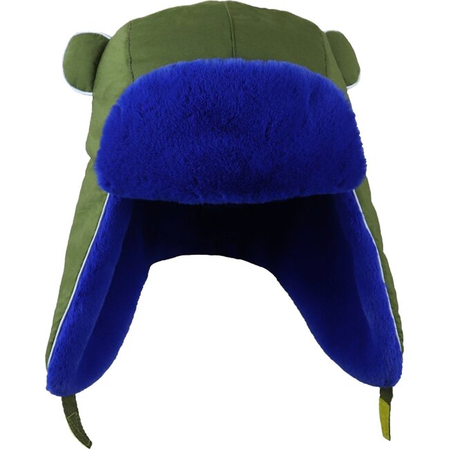 Arctic Cub Trapper Hat, Light Khaki with Blue Trim - Hats - 4