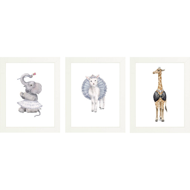 Set of 3 Fancy Animals Prints, Tiaras - Art - 1