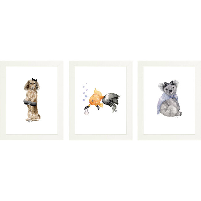 Set of 3 Fancy Animals Prints, Girls Night Out - Art - 1