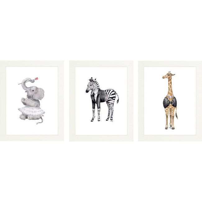 Set of 3 Fancy Animals Prints, Tutus & Tuxes