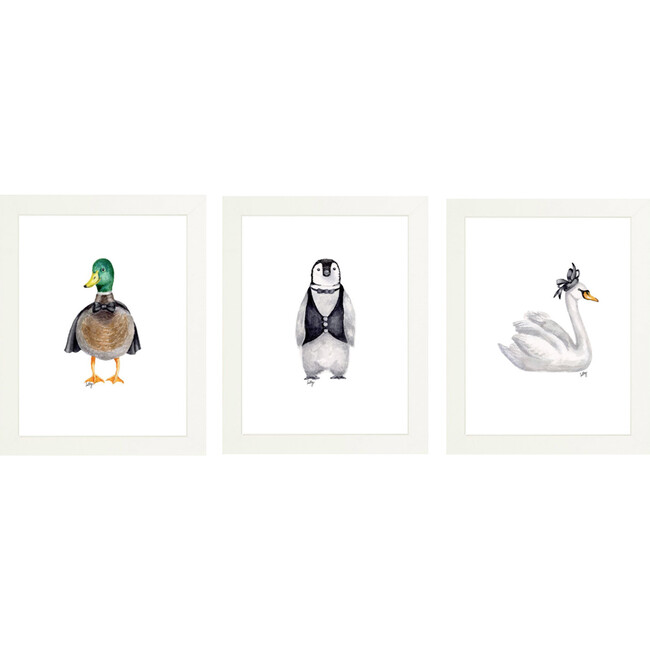 Set of 3 Fancy Animals Prints, Birds