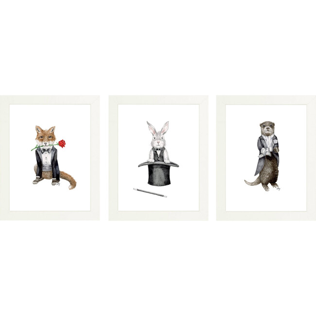 Set of 3 Fancy Animals Prints, Boys Night Out