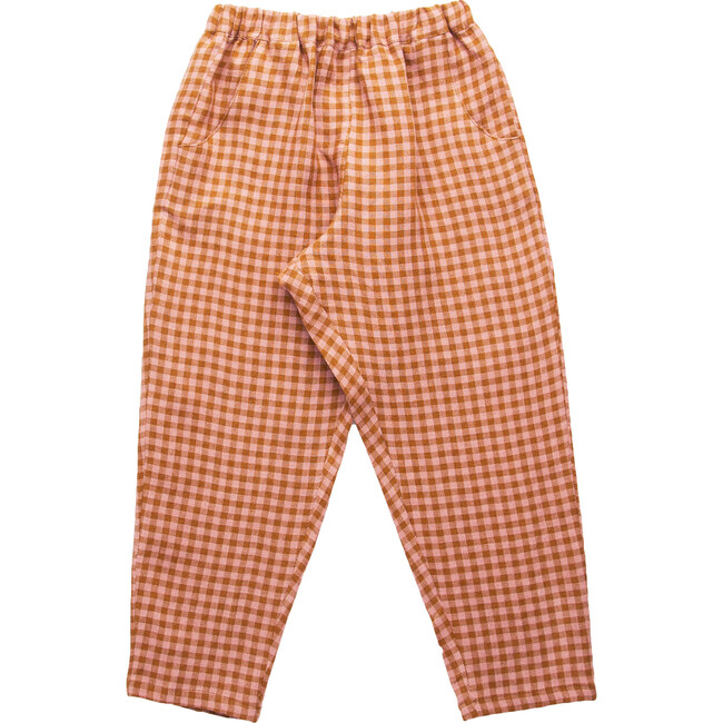 Jumping Jack Trousers, Rose Caramel Check Linen