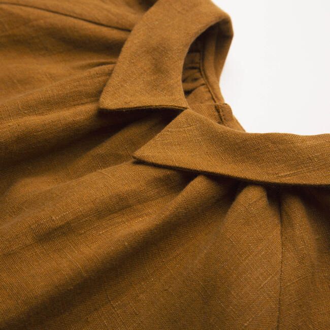 Mother May I Dress, Burnt Caramel Linen - Dresses - 4