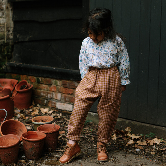 Jumping Jack Trousers, Rose Caramel Check Linen