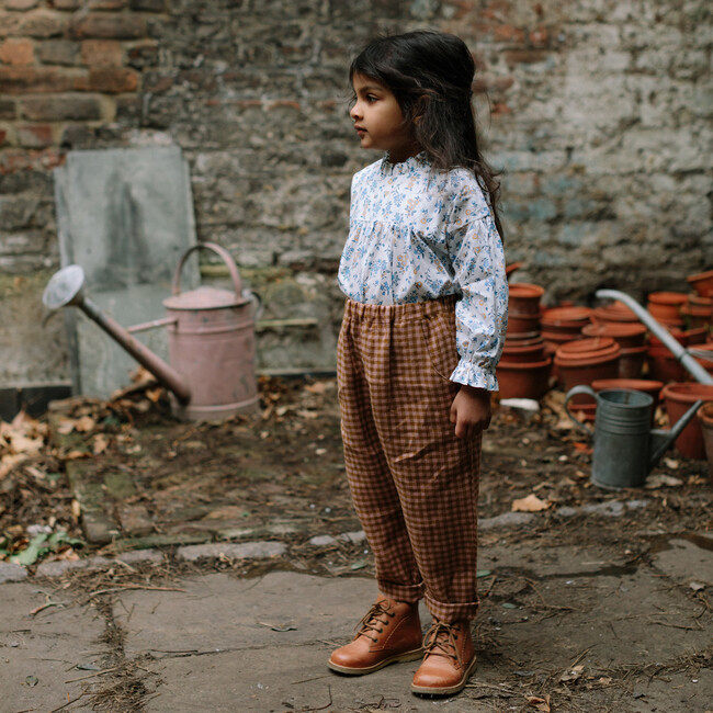 Jumping Jack Trousers, Rose Caramel Check Linen - Pants - 3