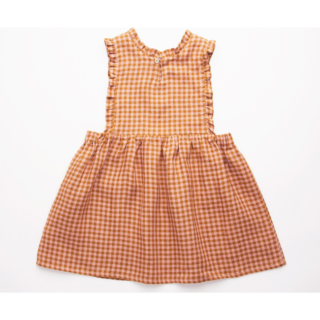 Marlow Pinafore, Rose Caramel Check Linen - Dresses - 7