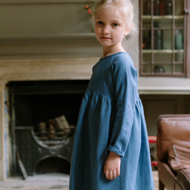 Hopscotch Dress, Cornflower Blue Linen - Dresses - 2