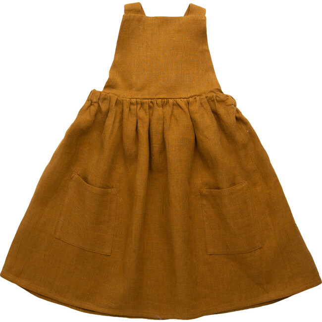 Conkers Pinafore, Burnt Caramel Linen - Dresses - 1