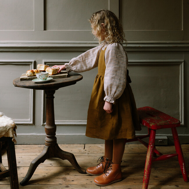 Conkers Pinafore, Burnt Caramel Linen - Dresses - 2
