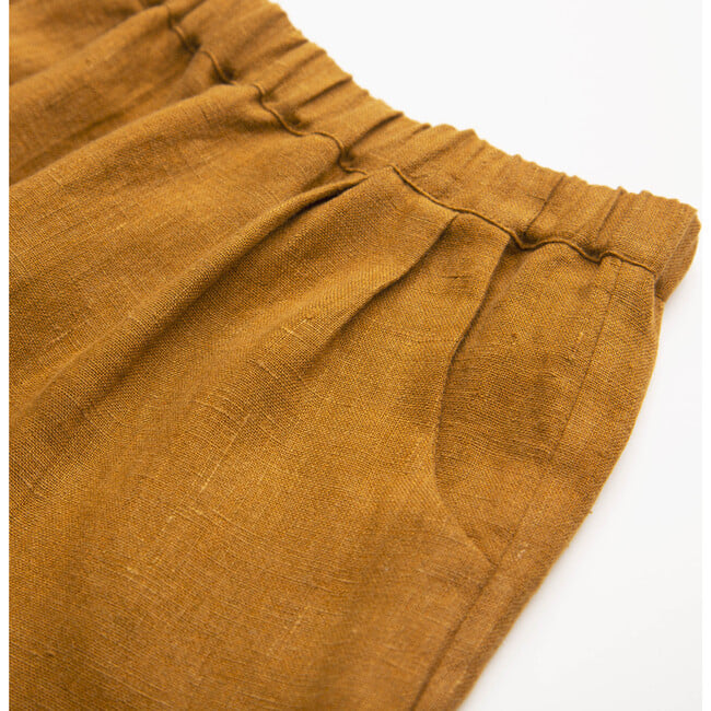 Chess Trousers, Burnt Caramel Linen - Pants - 4