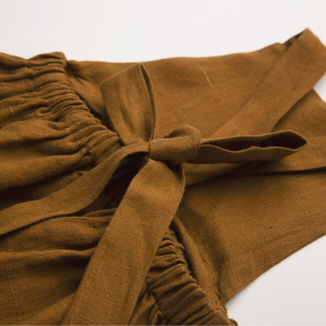 Conkers Pinafore, Burnt Caramel Linen - Dresses - 6