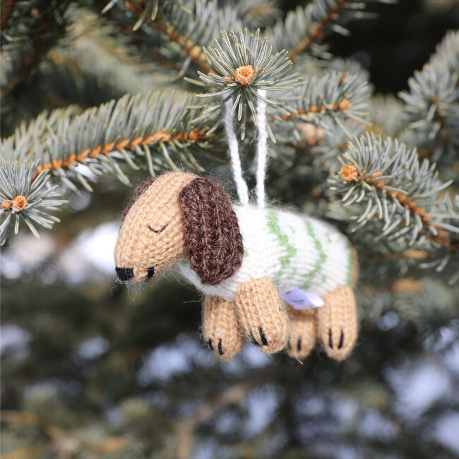 Set of 2 Holiday Sweater Dachshunds Ornaments, Brown - Ornaments - 3