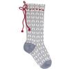 Patterned Stocking, Grey/Red - Stockings - 1 - thumbnail