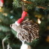 Holiday Hedgehog Ornament, Brown - Ornaments - 2